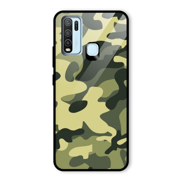 Green Military Pattern Glass Back Case for Vivo Y50