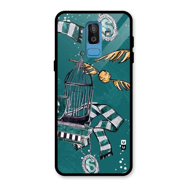 Green Scarf Glass Back Case for Galaxy J8