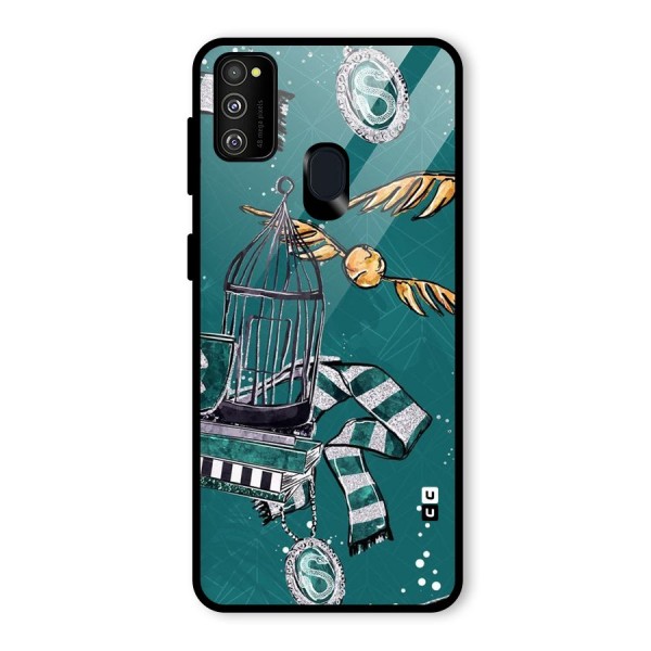 Green Scarf Glass Back Case for Galaxy M21