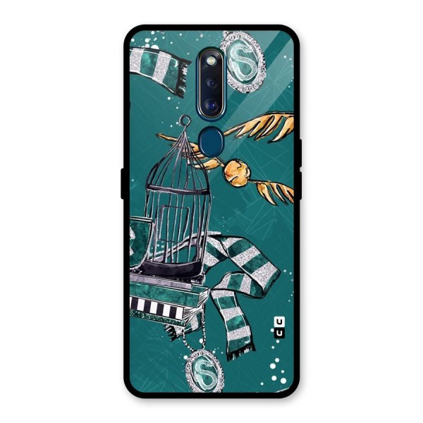 Green Scarf Glass Back Case for Oppo F11 Pro