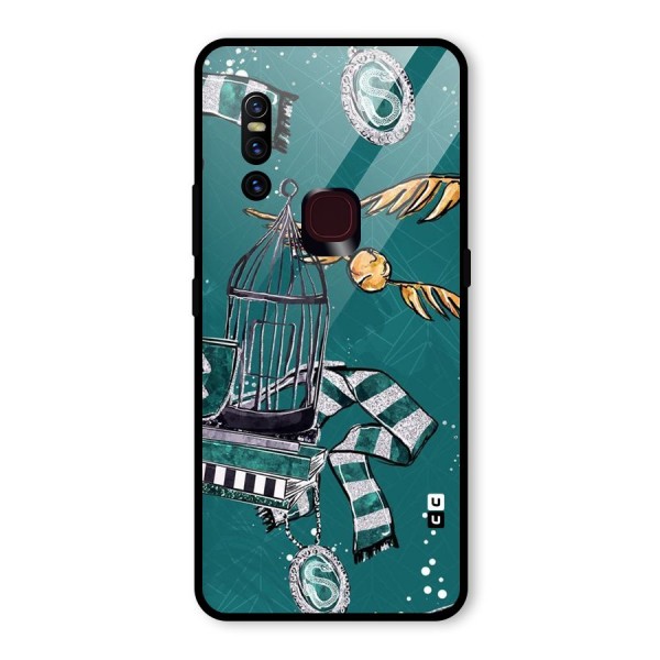 Green Scarf Glass Back Case for Vivo V15