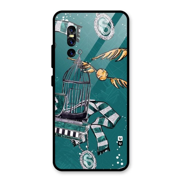 Green Scarf Glass Back Case for Vivo V15 Pro