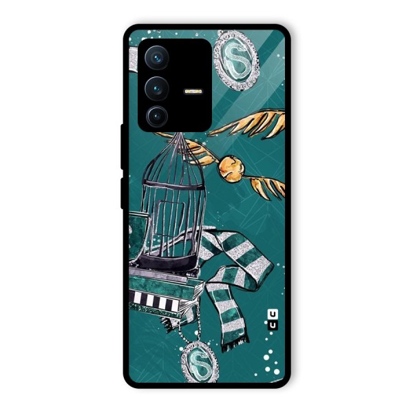 Green Scarf Glass Back Case for Vivo V23 Pro