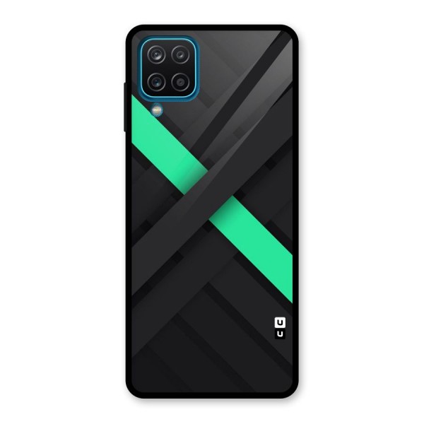 Green Stripe Diagonal Glass Back Case for Galaxy A12