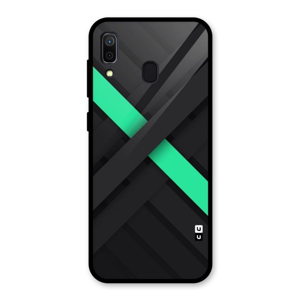 Green Stripe Diagonal Glass Back Case for Galaxy A30