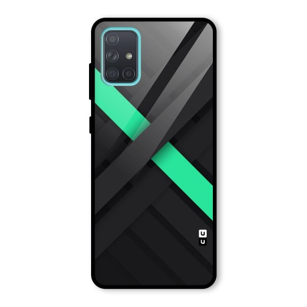 Green Stripe Diagonal Glass Back Case for Galaxy A71