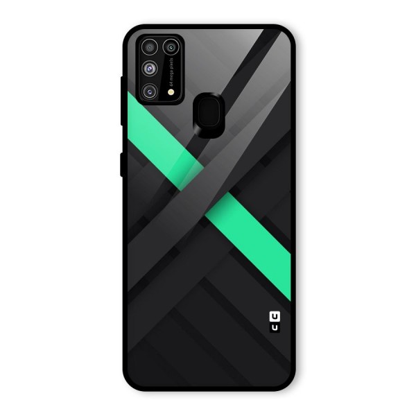 Green Stripe Diagonal Glass Back Case for Galaxy F41