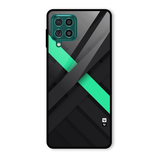 Green Stripe Diagonal Glass Back Case for Galaxy F62