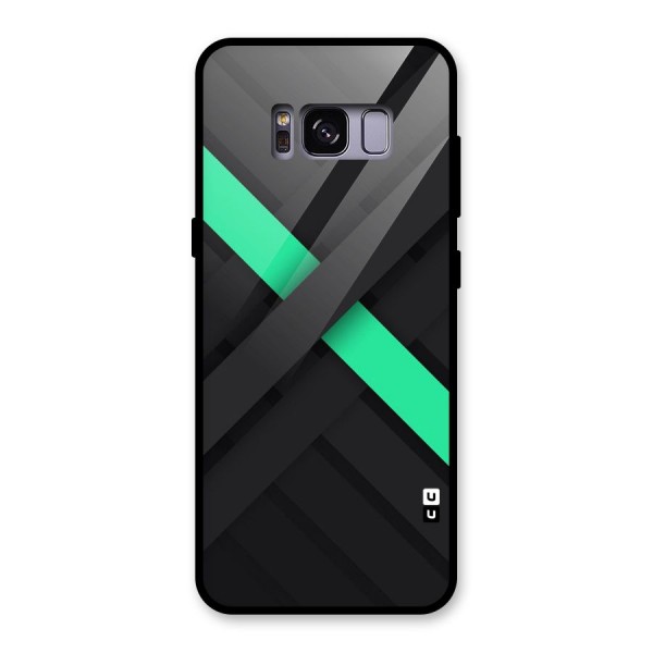 Green Stripe Diagonal Glass Back Case for Galaxy S8