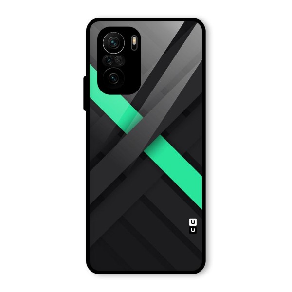 Green Stripe Diagonal Glass Back Case for Mi 11x