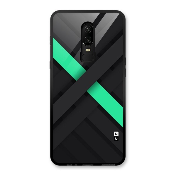 Green Stripe Diagonal Glass Back Case for OnePlus 6