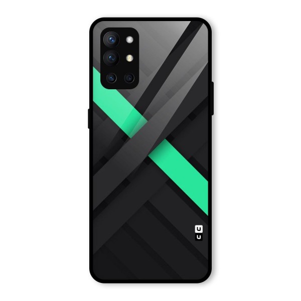 Green Stripe Diagonal Glass Back Case for OnePlus 9R