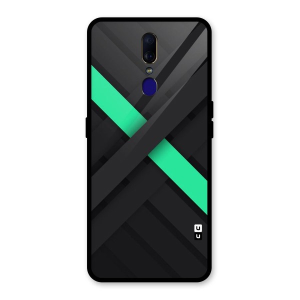 Green Stripe Diagonal Glass Back Case for Oppo F11