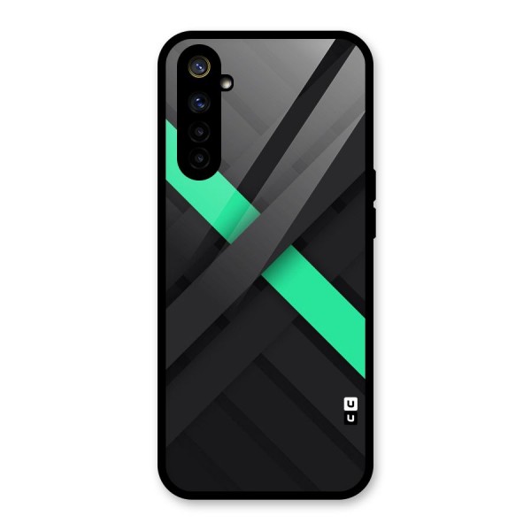 Green Stripe Diagonal Glass Back Case for Realme 6