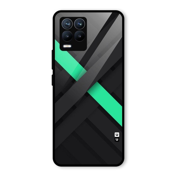 Green Stripe Diagonal Glass Back Case for Realme 8