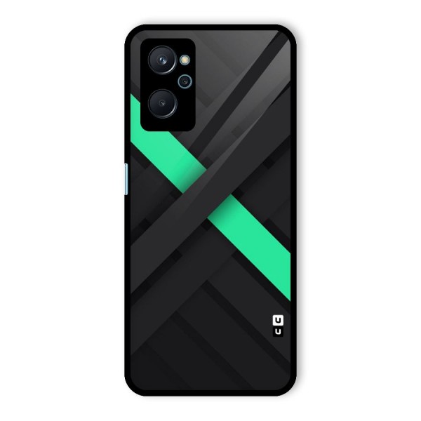 Green Stripe Diagonal Glass Back Case for Realme 9i