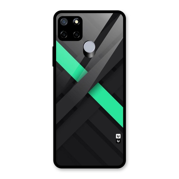 Green Stripe Diagonal Glass Back Case for Realme C15