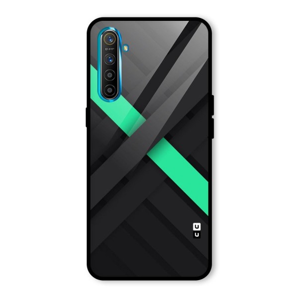 Green Stripe Diagonal Glass Back Case for Realme XT