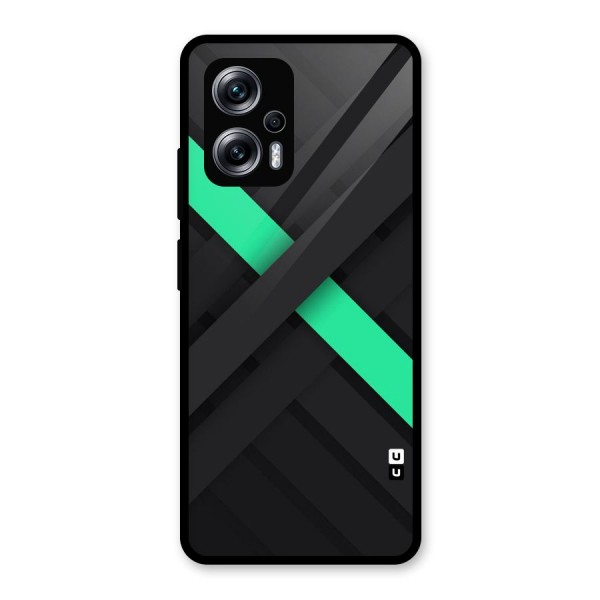 Green Stripe Diagonal Glass Back Case for Redmi K50i