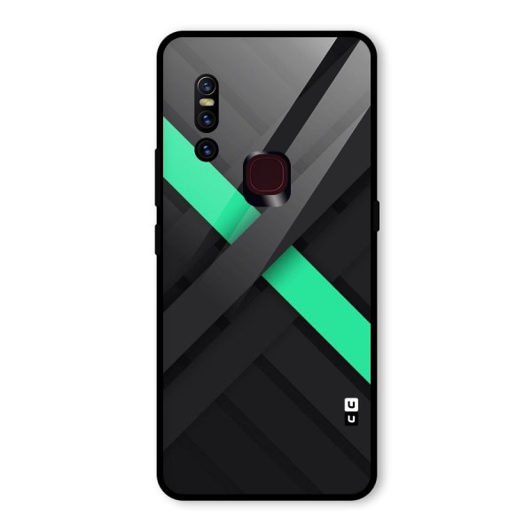 Green Stripe Diagonal Glass Back Case for Vivo V15