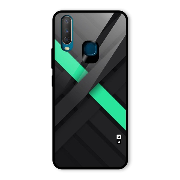 Green Stripe Diagonal Glass Back Case for Vivo Y12