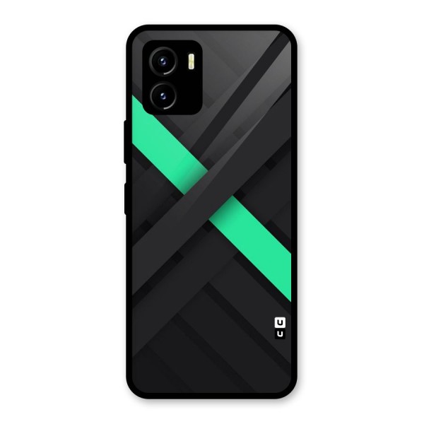 Green Stripe Diagonal Glass Back Case for Vivo Y15s