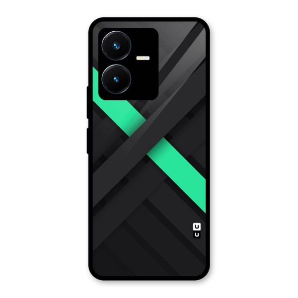 Green Stripe Diagonal Glass Back Case for Vivo Y22