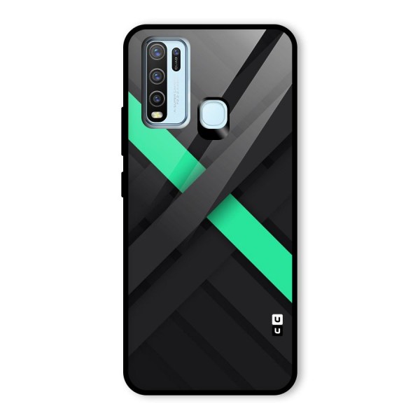 Green Stripe Diagonal Glass Back Case for Vivo Y30