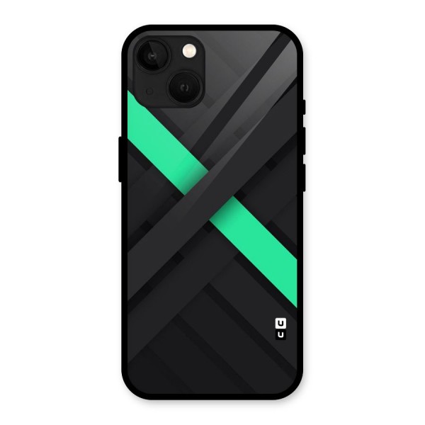 Green Stripe Diagonal Glass Back Case for iPhone 13