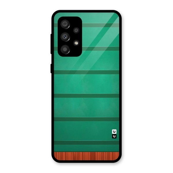 Green Wood Stripes Glass Back Case for Galaxy A32