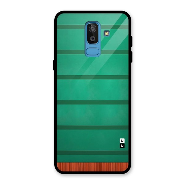 Green Wood Stripes Glass Back Case for Galaxy J8