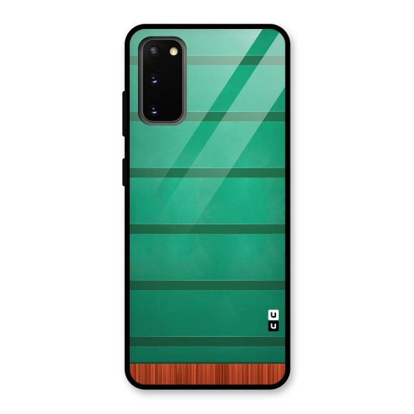 Green Wood Stripes Glass Back Case for Galaxy S20