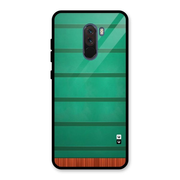 Green Wood Stripes Glass Back Case for Poco F1