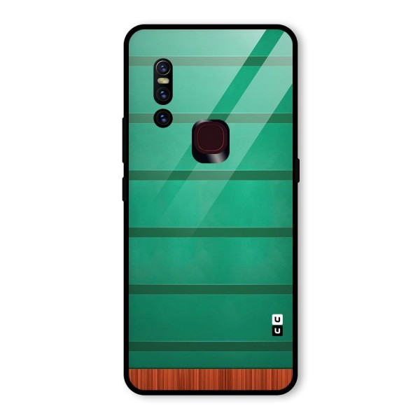 Green Wood Stripes Glass Back Case for Vivo V15