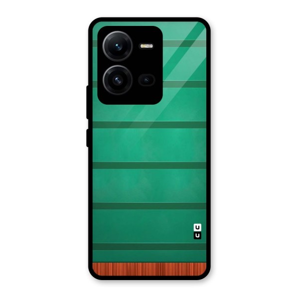 Green Wood Stripes Glass Back Case for Vivo V25