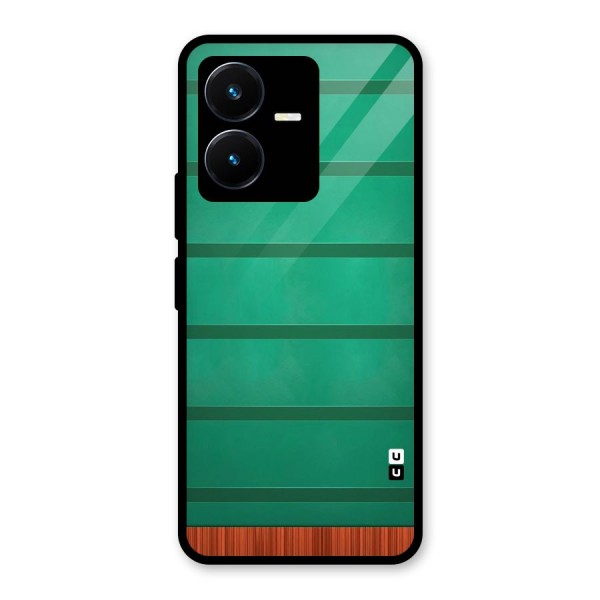 Green Wood Stripes Glass Back Case for Vivo Y22