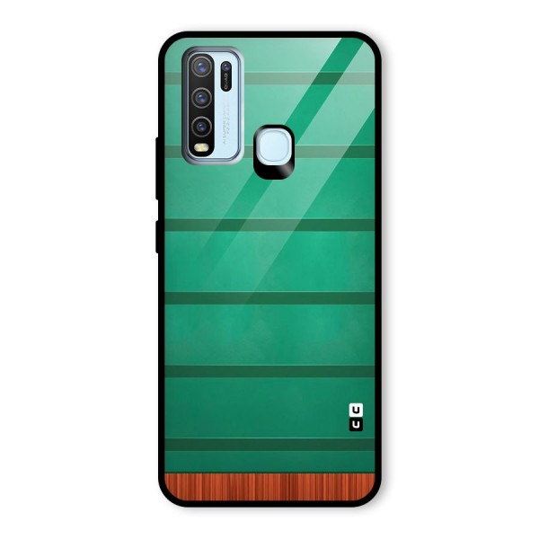 Green Wood Stripes Glass Back Case for Vivo Y50