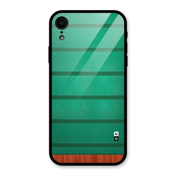 Green Wood Stripes Glass Back Case for XR