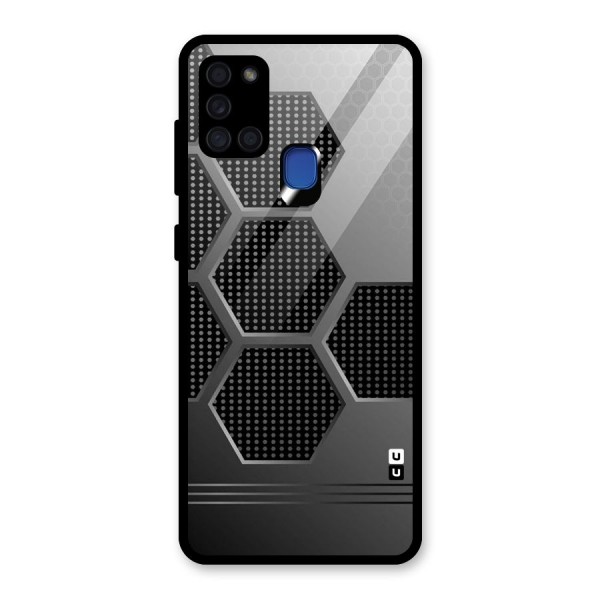 Grey Black Hexa Glass Back Case for Galaxy A21s