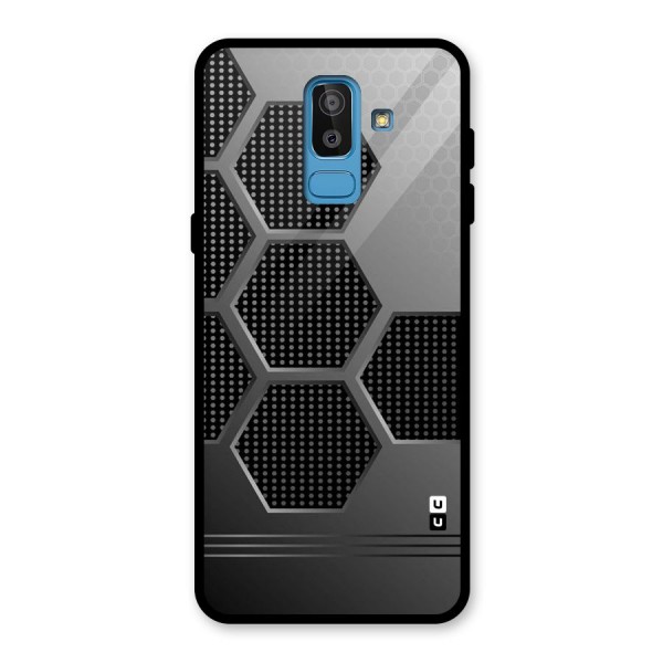 Grey Black Hexa Glass Back Case for Galaxy J8