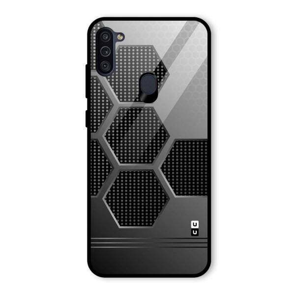 Grey Black Hexa Glass Back Case for Galaxy M11