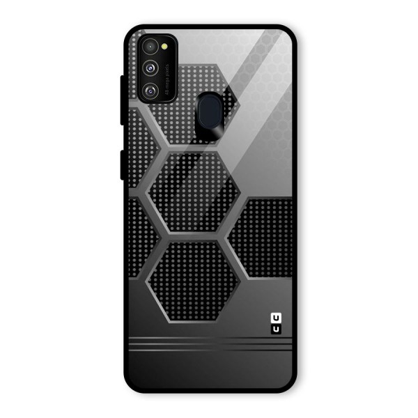 Grey Black Hexa Glass Back Case for Galaxy M21