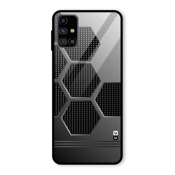 Grey Black Hexa Glass Back Case for Galaxy M31s