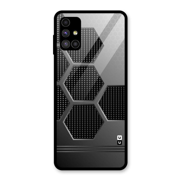 Grey Black Hexa Glass Back Case for Galaxy M51