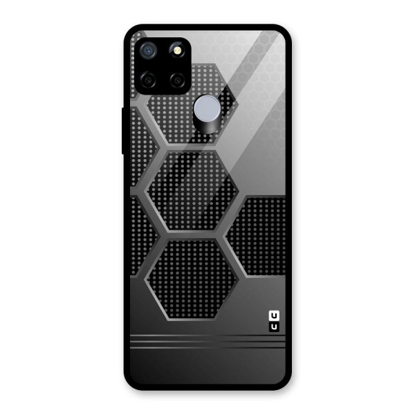 Grey Black Hexa Glass Back Case for Realme C15