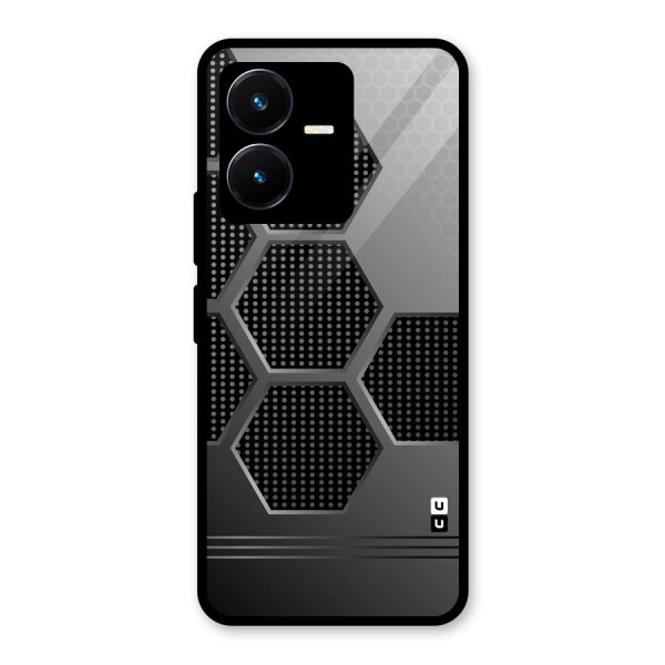 Grey Black Hexa Glass Back Case for Vivo Y22