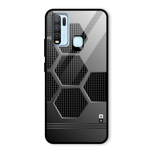 Grey Black Hexa Glass Back Case for Vivo Y30