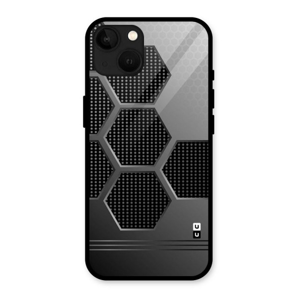 Grey Black Hexa Glass Back Case for iPhone 13