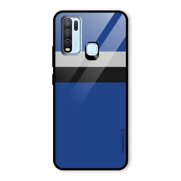 Grey Black Strips Glass Back Case for Vivo Y30