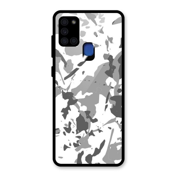 Grey Camouflage Army Glass Back Case for Galaxy A21s